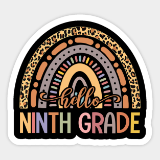 Hello Ninth Grade Leopard Rainbow Back To School Sticker